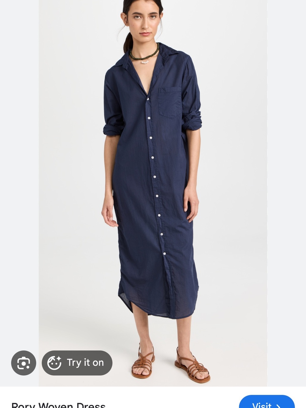 Frank & Eileen Navy Voile Button-Down Shirt Dress